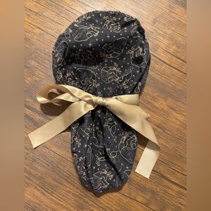 Black and Gold Anatomical Heart Ponytail Scrub Cap
